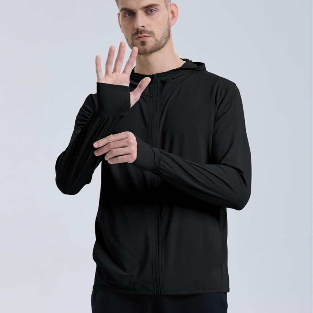 Men's UPF 50 Black Sun Hoodie - XXL - Picture 3 of 10